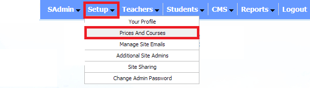 Prices and Courses Menu