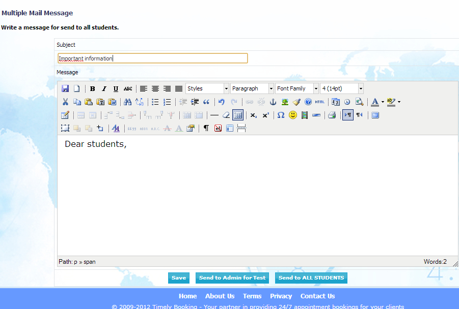Multiple mailing message example