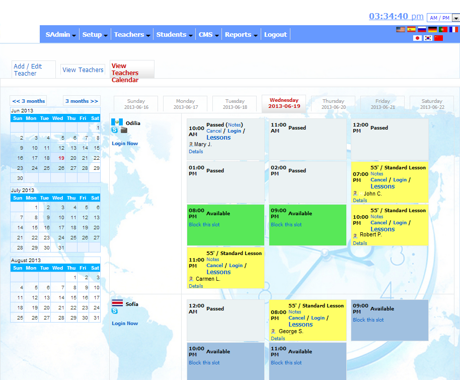 Tutors and bookings calendar